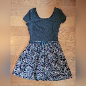 Maison Jules Dress Navy Gray Pink Bird Print Size Medium